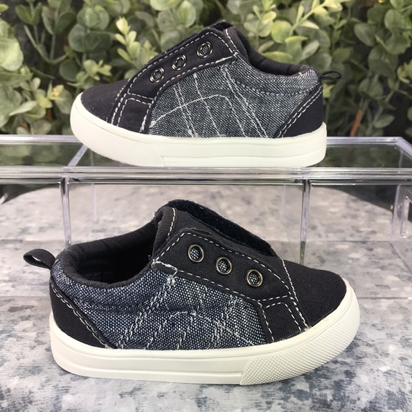 Wonder Nation Navy Blue Canvas Slip-On Velcro Shoes Baby Boy 3 ✨Like NEW✨ - Picture 3 of 11